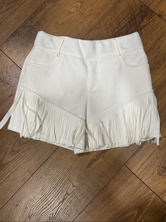 Crazy Train Pants - Crazy Train Cream Fringe Skort Shorts
